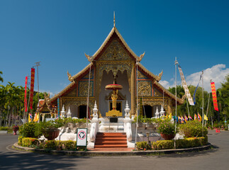 Wat Phra Singh Woramahawihan Buddhist Temple. It is one of the most popular tourist destinations in Chiang Mai City. Thailand 