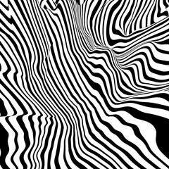 Fototapeta na wymiar Optical illusion wave. Abstract 3d black and white illusions. Stripes pattern or background with wavy distortion effect. 3D render illustration 