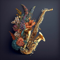 Flowers on a Saxophone AI Generated