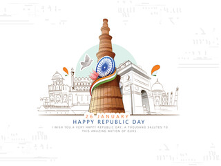 vector sketch of  indian monuments for india republic Day (26 January).