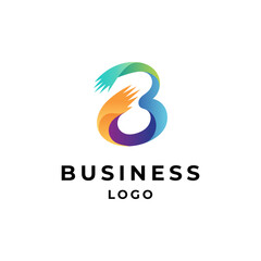 colorful hand for business, charity, people and childcare logo