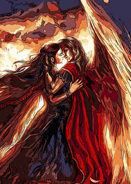Angel Kissing Illustration Creative Poster Image