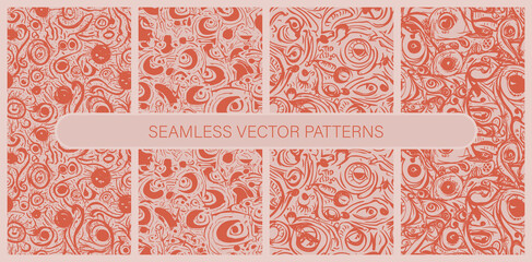 Set of seamless vector patterns in flat colors