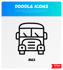 Bus doodle icon. Public transport. Vector illustration.