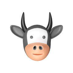 Fototapeta na wymiar 3D Render, Cow Face.