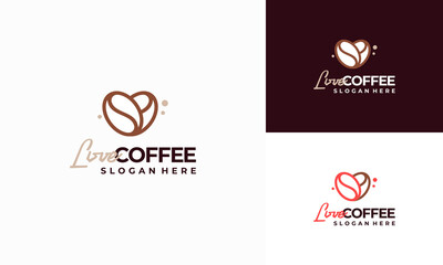 Love Coffee Logo designs concept vector illustration, Coffee Cafe logo template