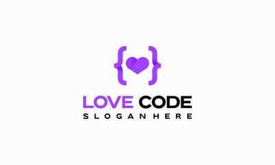 Love Code Logo designs concept vector, Coding template logo