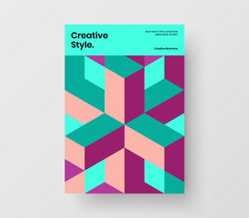 Clean poster A4 vector design layout. Original geometric tiles company brochure illustration.
