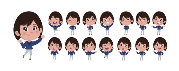 Set of people with different poses