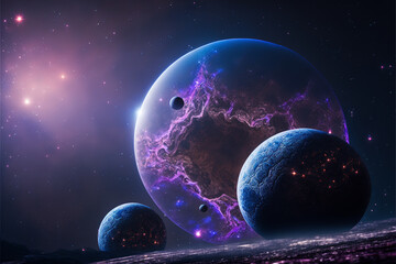 Obraz na płótnie Canvas Alien planets in space, space art sci-fi