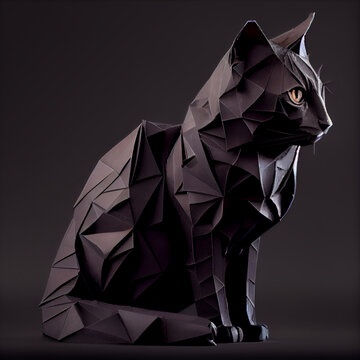 An abstract black cat 3d render illustration