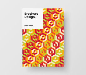 Fresh company brochure vector design illustration. Vivid mosaic hexagons handbill concept.