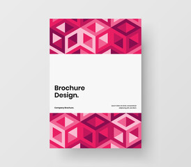 Bright magazine cover A4 design vector template. Multicolored geometric pattern flyer illustration.
