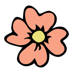 Simple flower clipart. Hand drawn floral doodle. For print, web, design, decor, logo