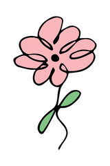 Simple flower clipart. Hand drawn floral doodle. For print, web, design, decor, logo