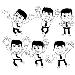 Set of businessman characters in different poses