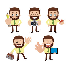 Set of businessman characters in different poses