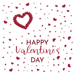 Vector illustration, Valentine's Day card Paper hearts lie on a white background with the inscription happy valentine's day.