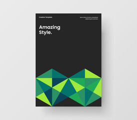 Trendy annual report vector design illustration. Simple geometric hexagons flyer layout.