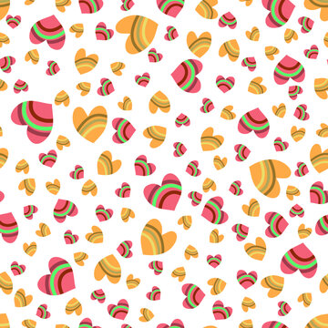 Seamless pattern of simple hearts isolated.