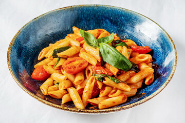  pasta with tomato sauce and basil