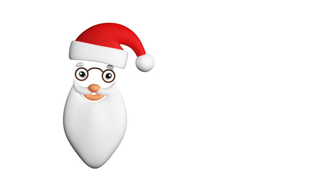 3D Render Of Creative Santa Claus Face Wear Top Hat Element.