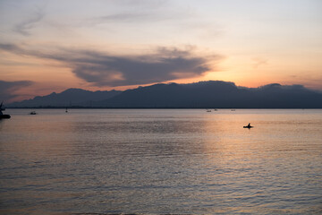 sunrise view in Banyuwangi, sunrise over the mountain, sunrise on the sea, sunrise on the beach, sunrise over Bali Island