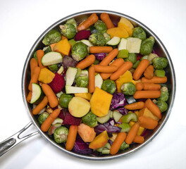 Stir fry organic vegetables in large frying pan. 
