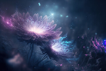 Beautiful abstract cosmic flowers. AI
