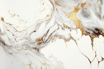 Luxury white and gold marble wallpaper. AI - obrazy, fototapety, plakaty