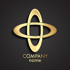 3d gold elipse modern logo / vector illustration