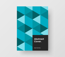 Clean front page vector design layout. Bright geometric shapes annual report template.
