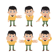 Set of young man characters in different poses