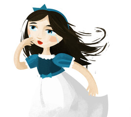 cartoon scene with princess queen smiling illustration for children