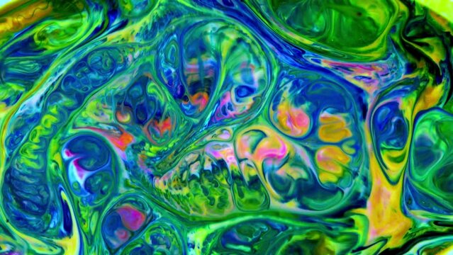 Abstract Colorful Ink Movements Spreads on Water Texture Footage.