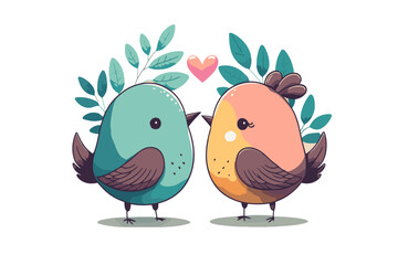couple Birds in love valentine day card invitation background