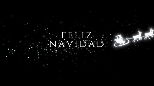 Feliz navidad con trineo de papa Noel en idioma espa&ntilde;ol