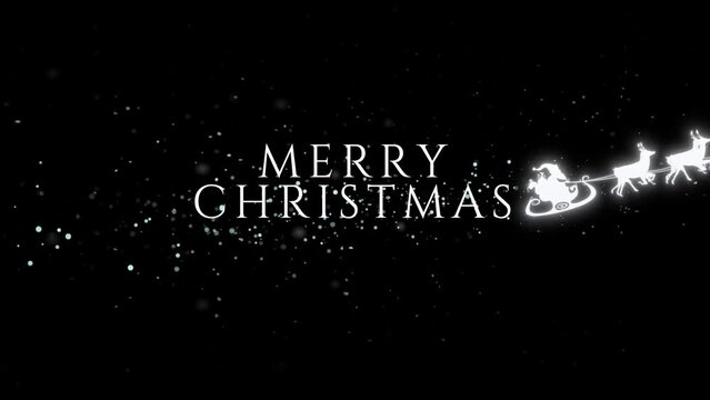 Feliz navidad con trineo de papa Noel en idioma ingles