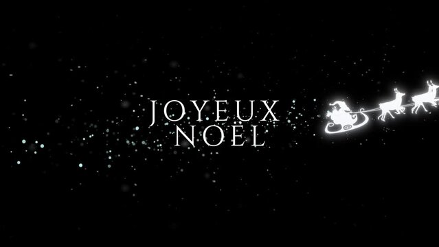  Feliz navidad con trineo de papa Noel en idioma franc&eacute;s