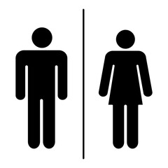 Fototapeta na wymiar Minimalistic Woman and Man public toilet signs set. Restroom door pictograms transperent PNG