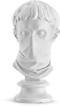 Neck Gaiter on Antique Sculpture Isolated Mockup - 3D Illustration, Front View
