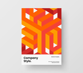 Vivid brochure design vector template. Simple geometric shapes company identity illustration.