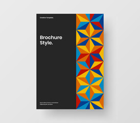 Vivid mosaic pattern company brochure template. Amazing corporate identity vector design concept.