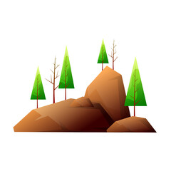 Vector Illustration Hill and Trees Colorful Graphic