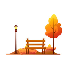 Vector Illustration Autumn Park Colorful Graphic