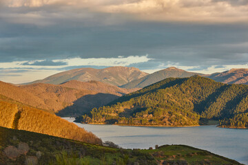 Mountain landscape and forest in winter. Riano. Spain