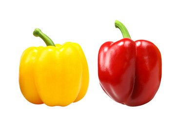 Yellow and red bell pepper isolated transparent background png file	