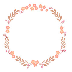 花のフレーム素材　手描き　梅