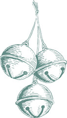 Hand drawn Christmas bells vector illustration.