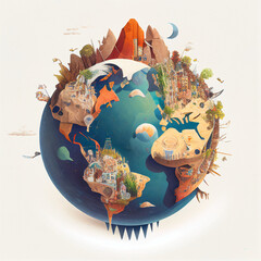 Polygonal Globe of Earth and its contents illustration